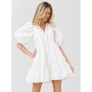 Hunter Bell Gaille Puff Sleeve Tiered Mini Dress size S small